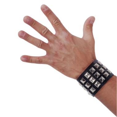 Bracciale Punk Rock Ecopelle Nero Con Borchie cm.H5,5 |Carnival Toys