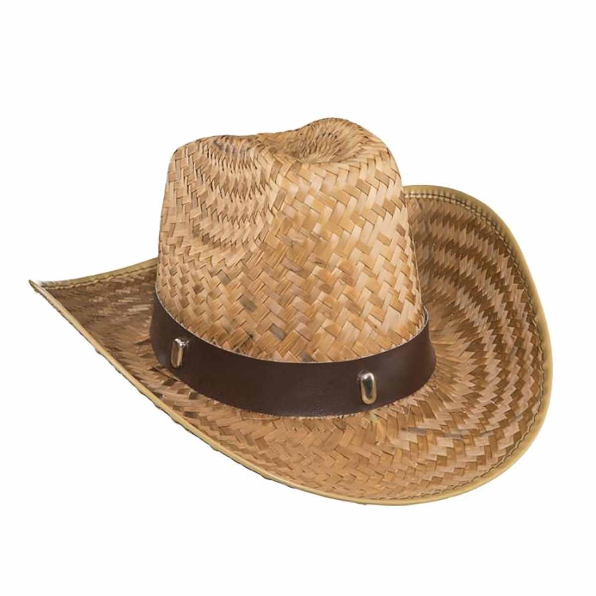 Cappello Cowboy Paglia Con Fascia Cuoio |Orlob