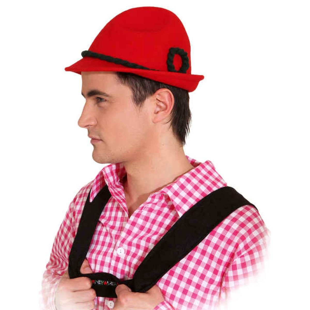 Cappello Bavarese Tirolese Feltro Rosso |Orlob