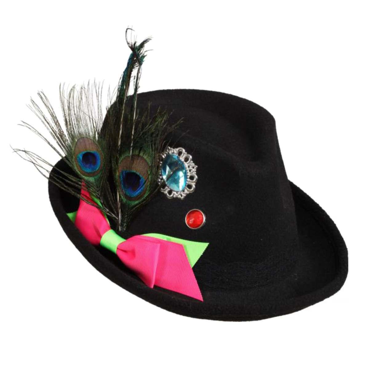 Cappello Bavarese Tirolese Feltro Nero Con Decorazioni E Piume |Orlob