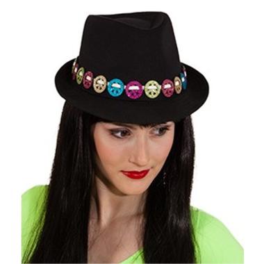 Cappello Borsalino Nero Con Simboli Pace |Orlob