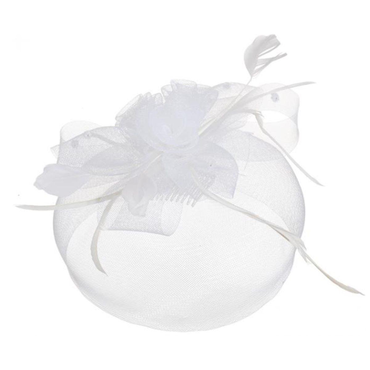 Cappello Mini Bianco Con Piume |Orlob