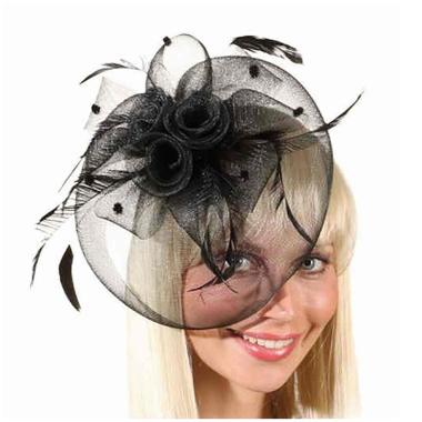 Cappello Mini Nero Con Piume |Orlob