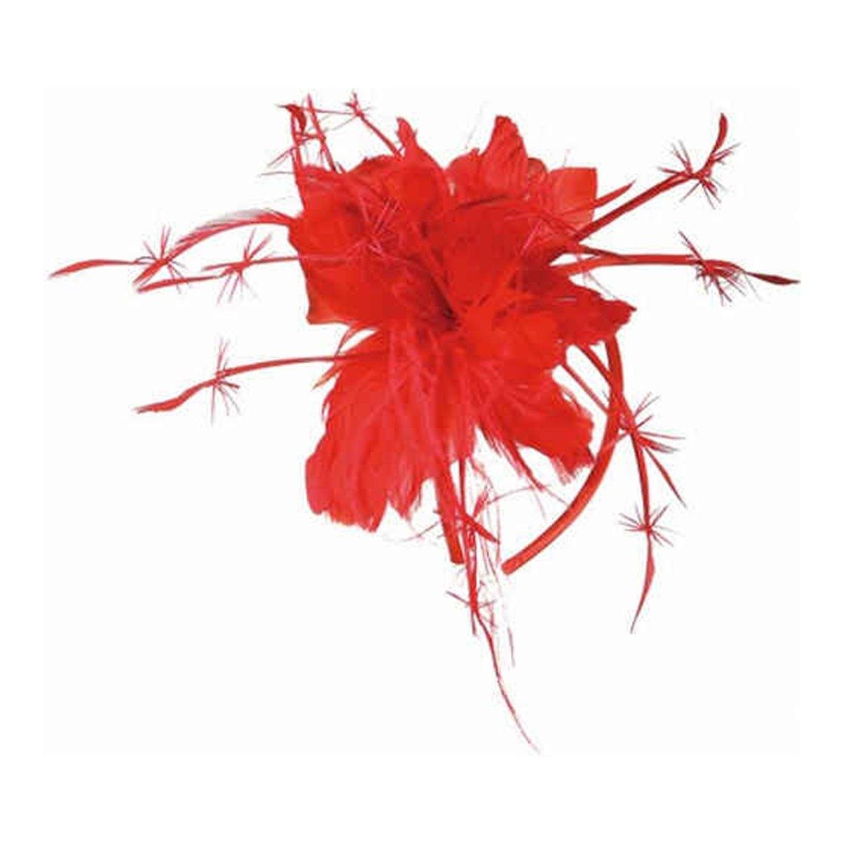 Cerchietto Con Fiore Piume Rosse |Orlob