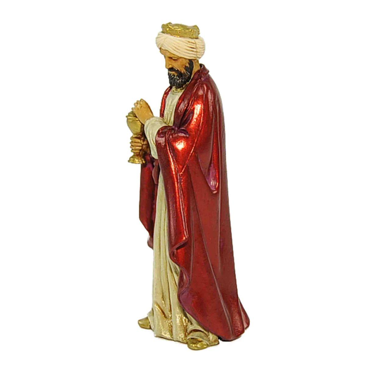 Statua cm.12 Re Magio Melchiorre con Mantello Rosso | Moranduzzo