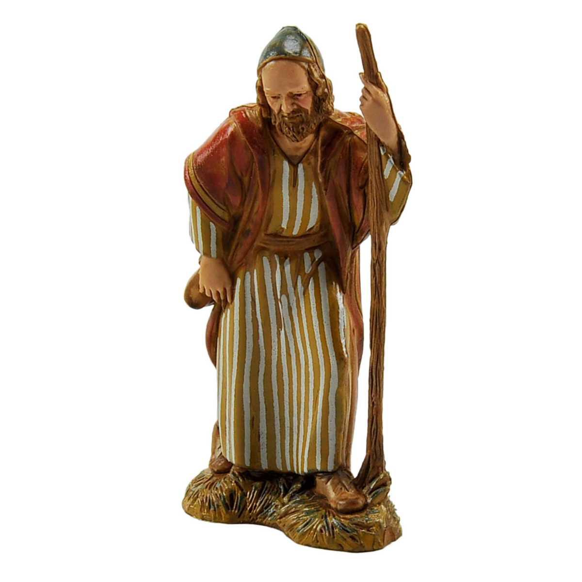 Statua presepe 10 cm vecchio con bastone e borsa