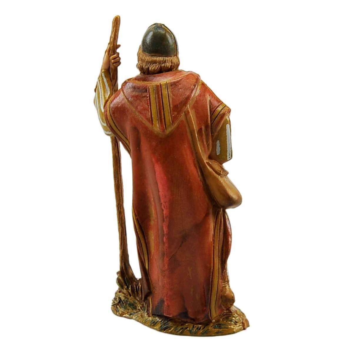 Statua presepe 10 cm vecchio con bastone e borsa