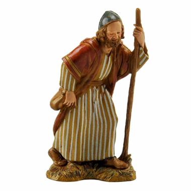 Statua presepe 10 cm vecchio con bastone e borsa