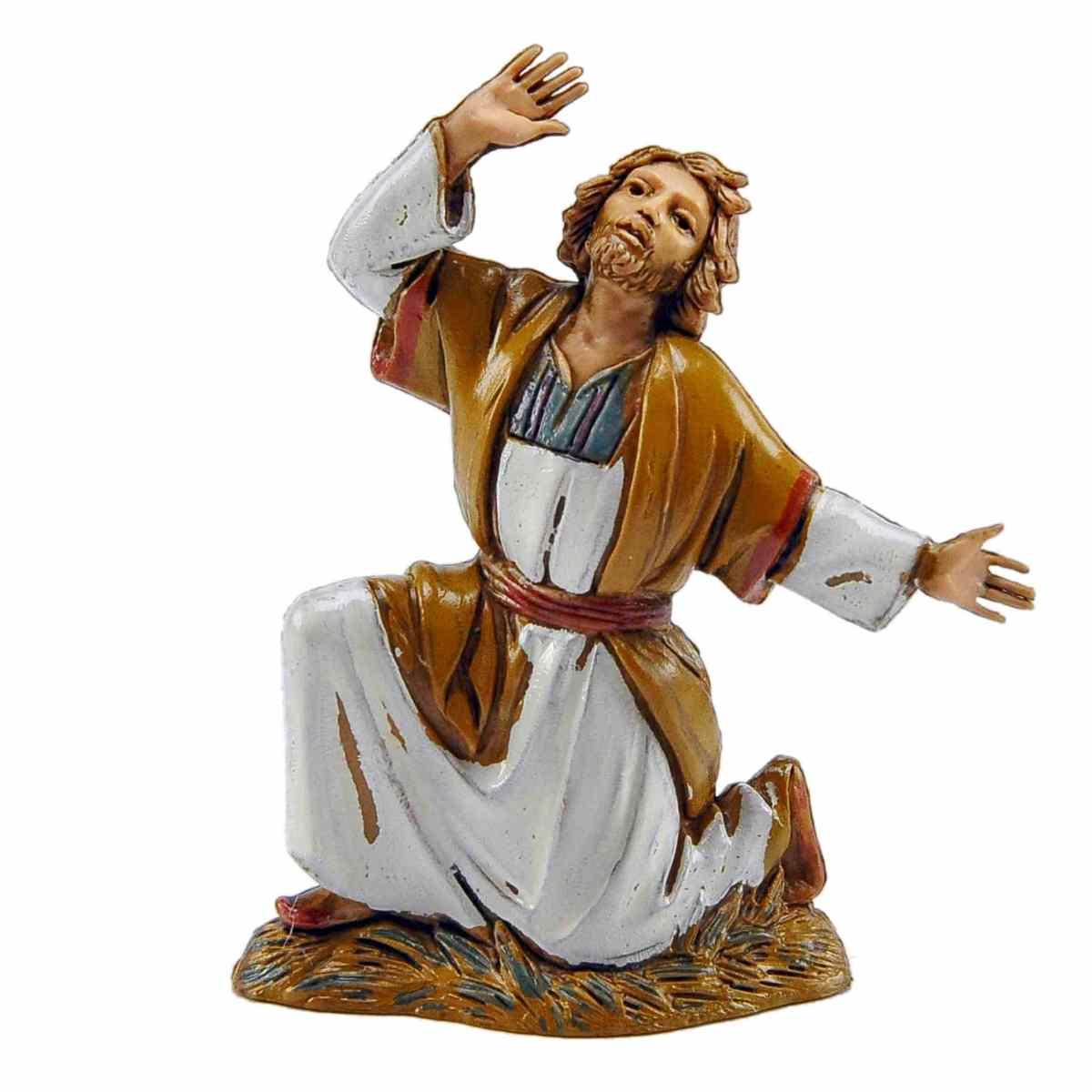 Statua presepe 10 cm meravigliato inginocchiato
