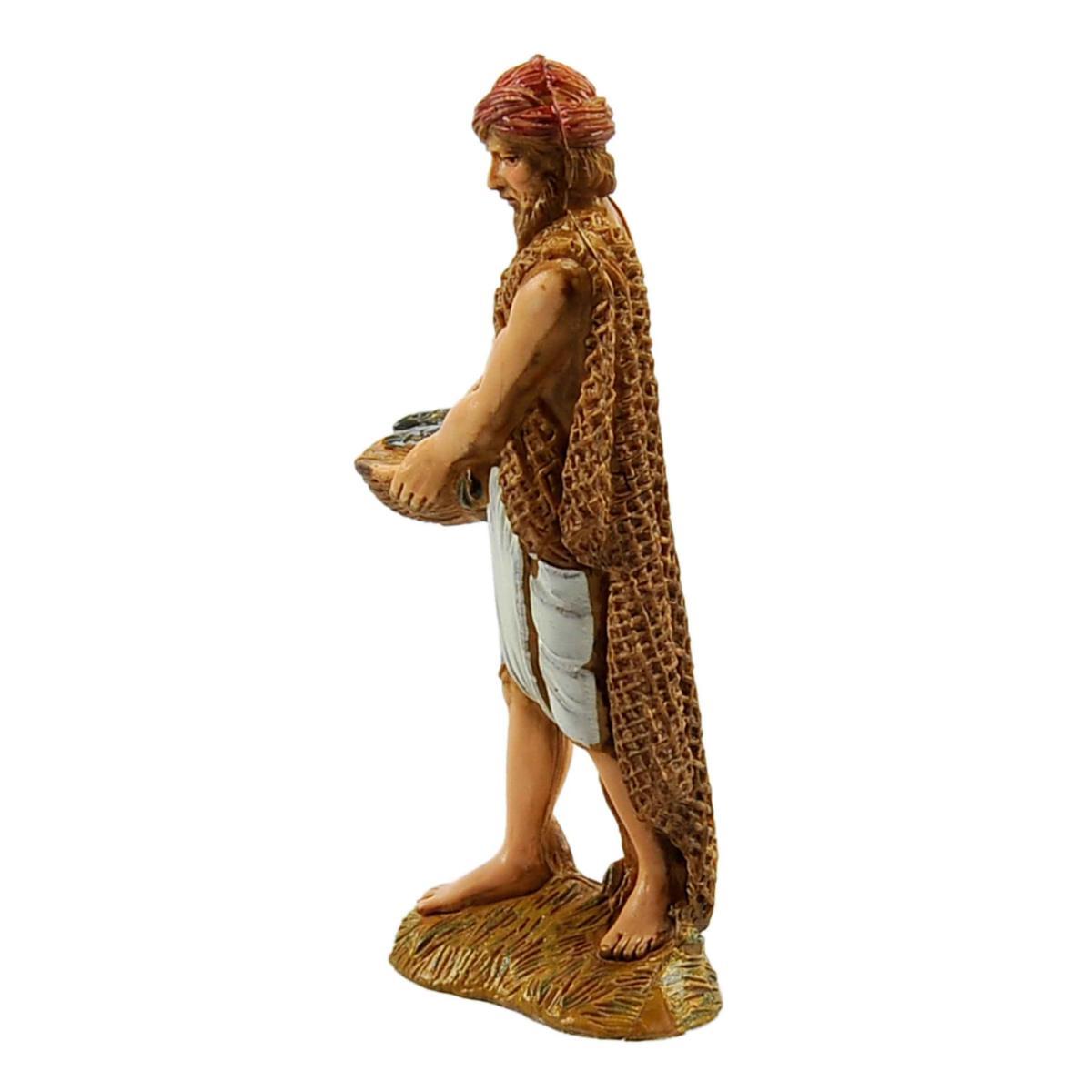 Statua cm.10 Pescivendolo con Cesta Pesce | Moranduzzo