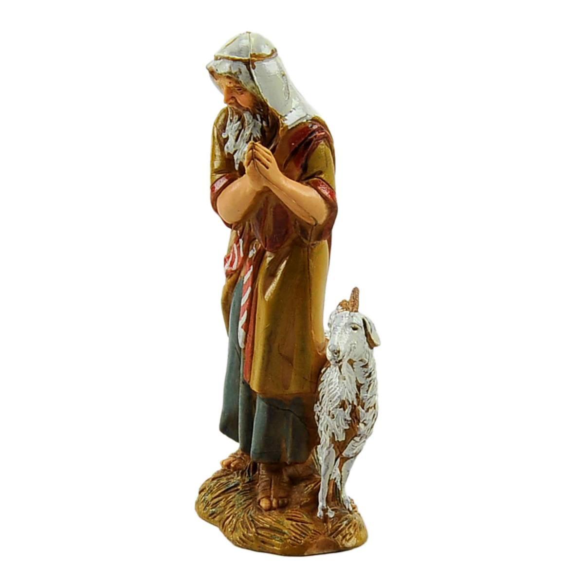 Statua cm.10 Vecchio che Prega con Capretta |Moranduzzo