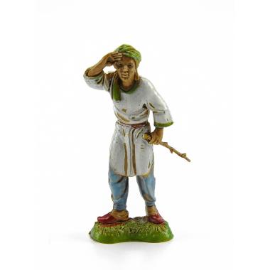 Statua presepe 10 cm arabo scrutatore con bastone