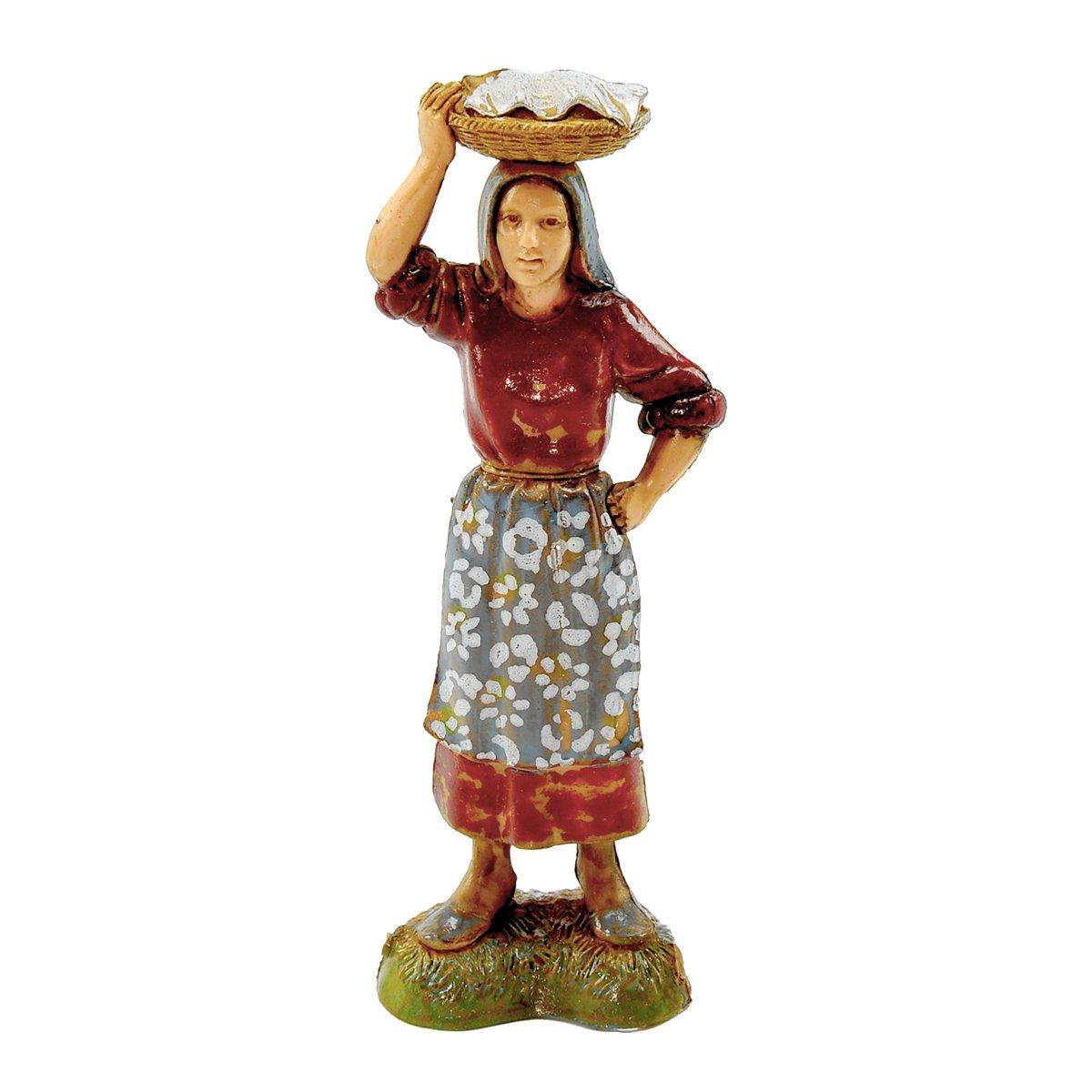 Statua cm.10 Donna con Cesta in Testa | Moranduzzo