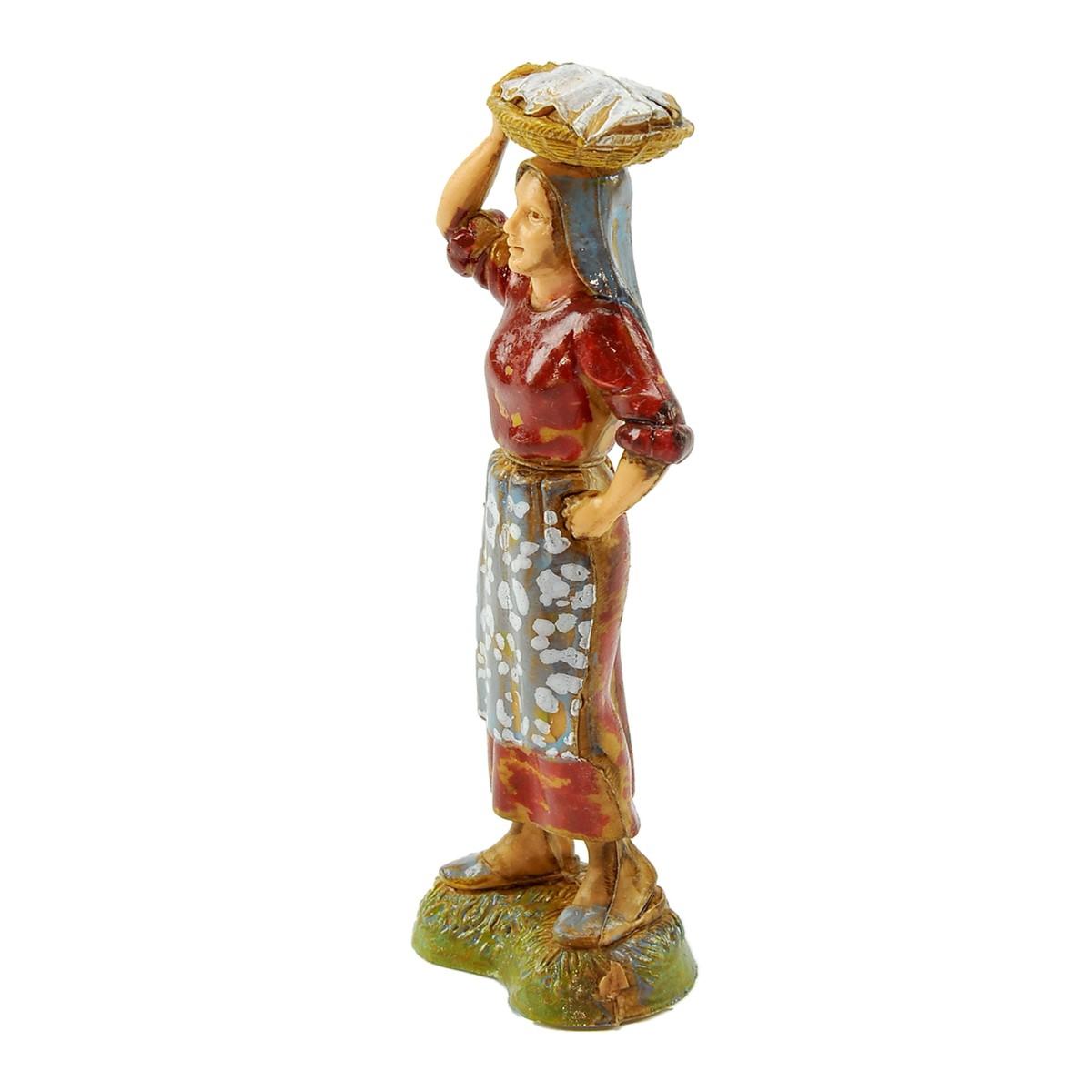 Statua cm.10 Donna con Cesta in Testa | Moranduzzo