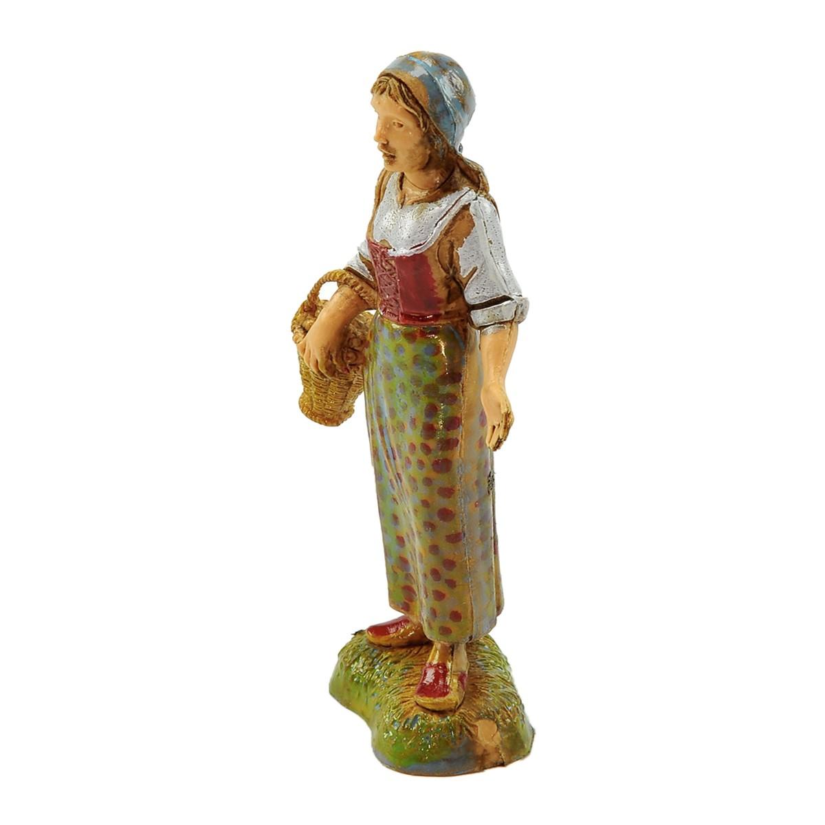 Statua cm.10 Donna con Cesta al Braccio | Moranduzzo
