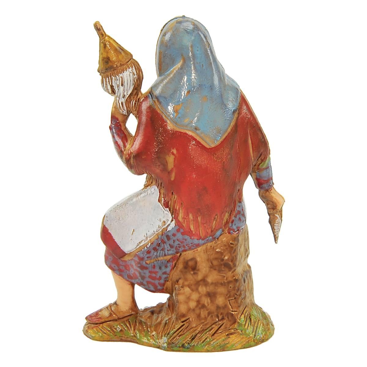 Statua donna filatrice seduta Moranduzzo presepe 8 cm altezza 8 cm