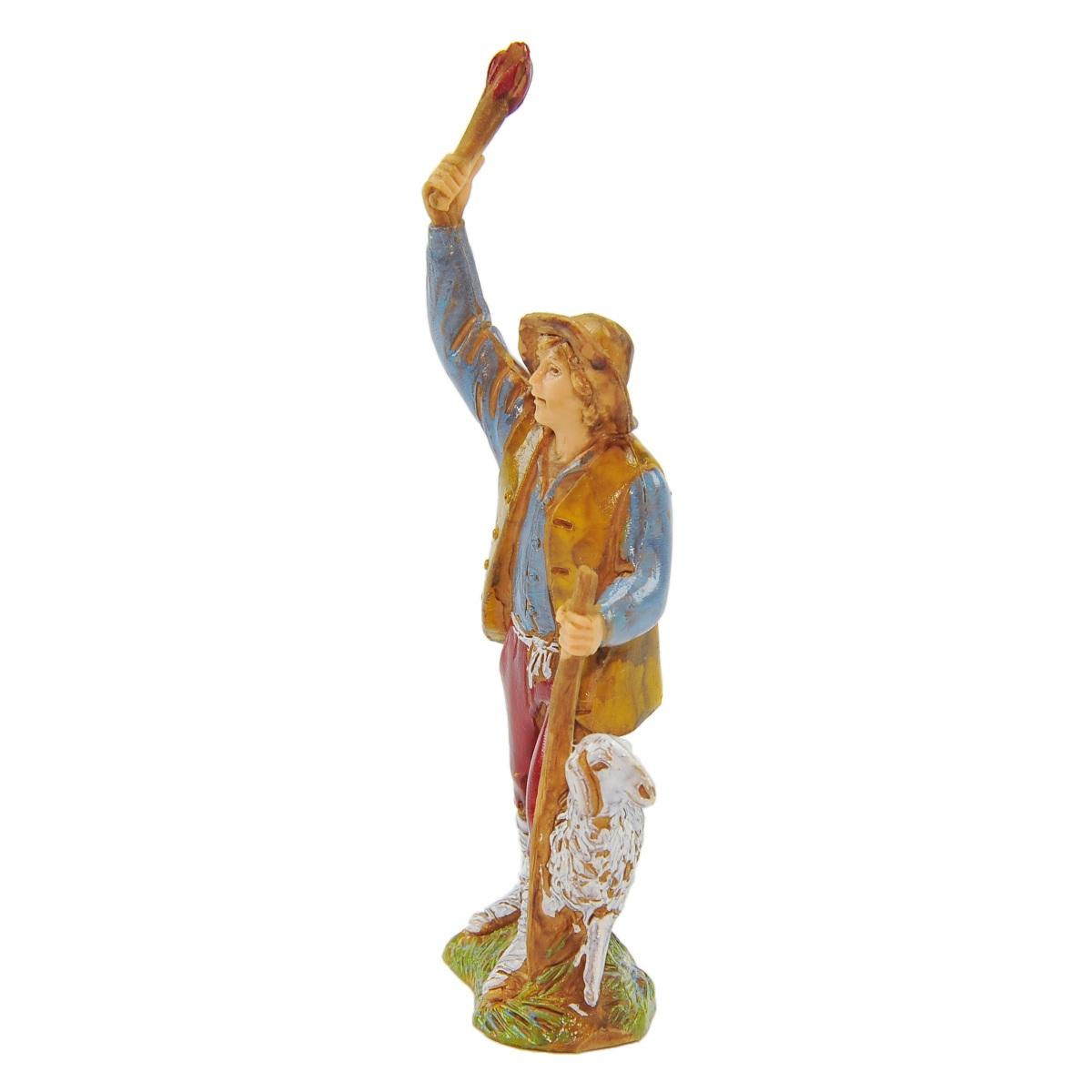 Statua cm.8 Pastore con Fiaccola e Pecora | Moranduzzo