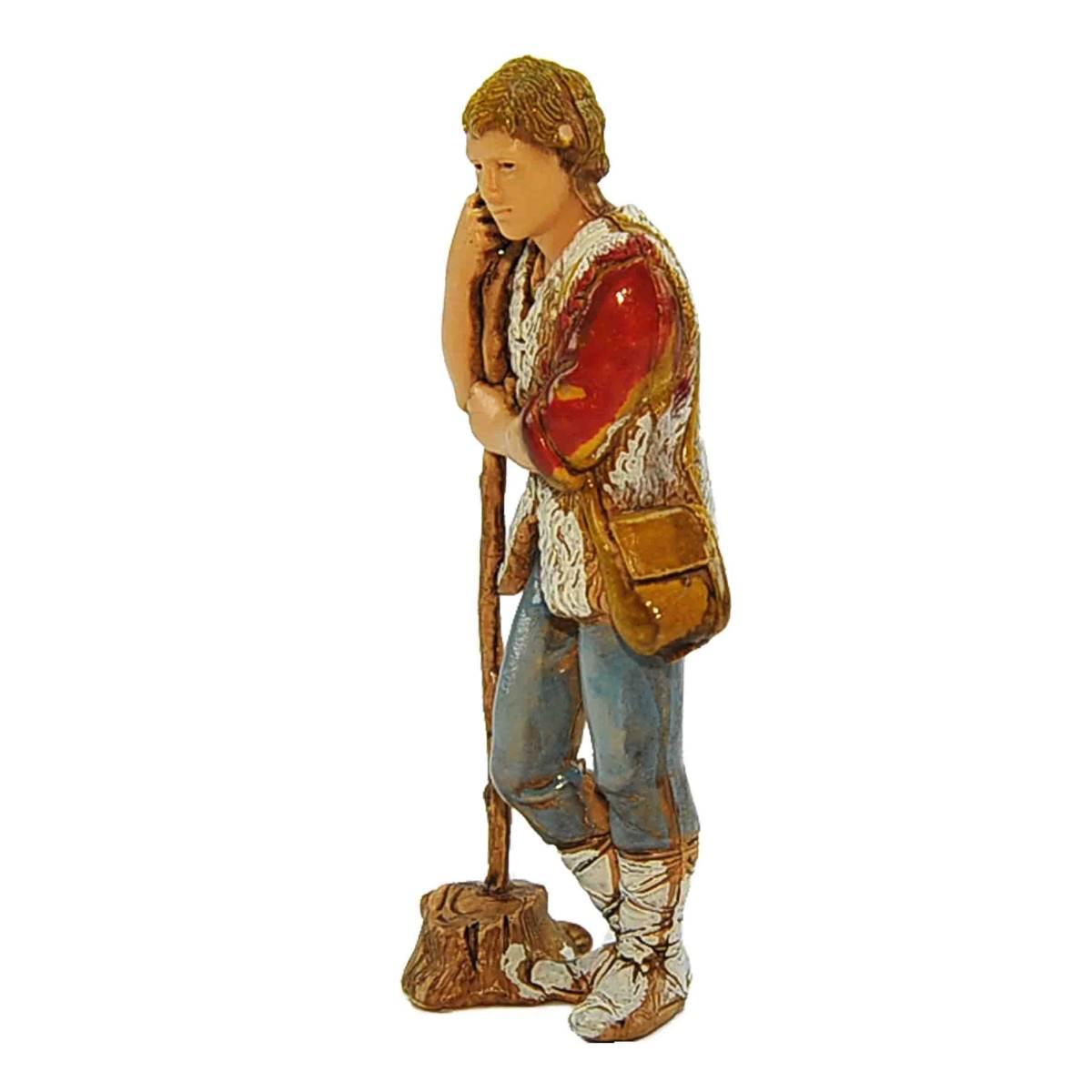 Statua presepe 8 cm pastore con borsa e bastone