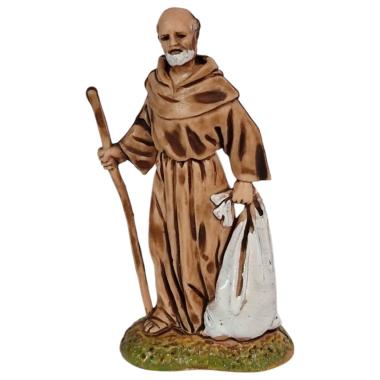 Statua presepe 6 cm monaco con bastone e sacco