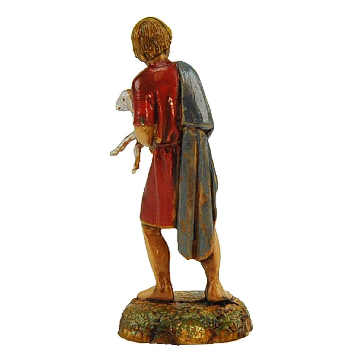 Statua presepe 6 cm pastore con agnello in braccio