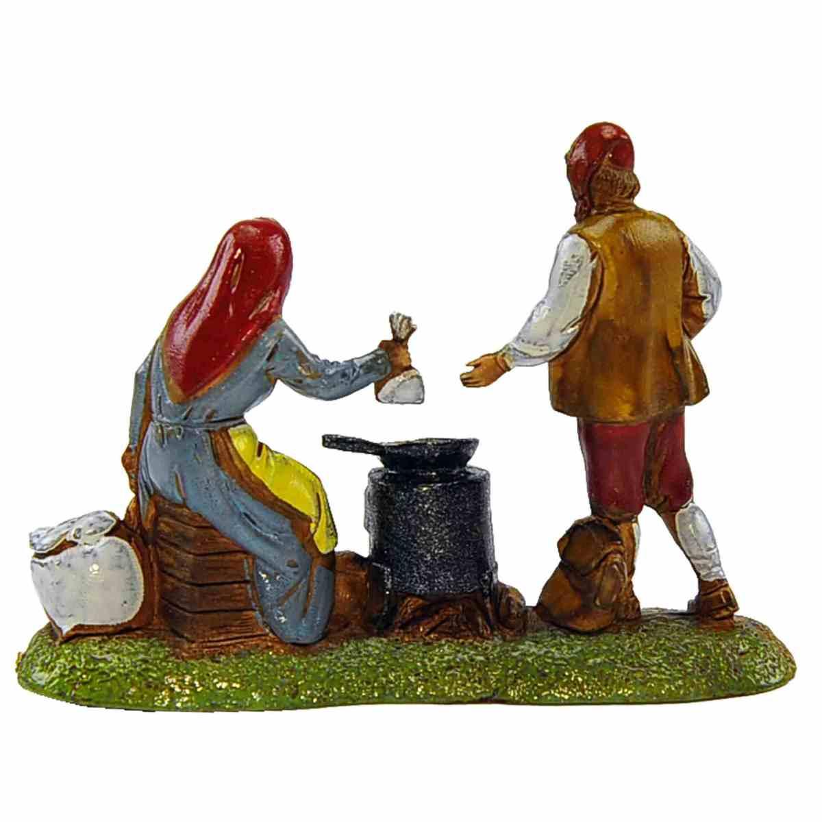 Statua presepe 6 cm castagnara con pastore e bracere