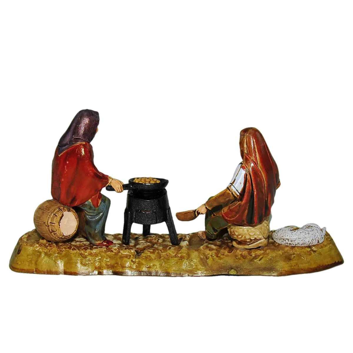 Statua cm.10 Vecchiette Sedute con Braciere | Moranduzzo