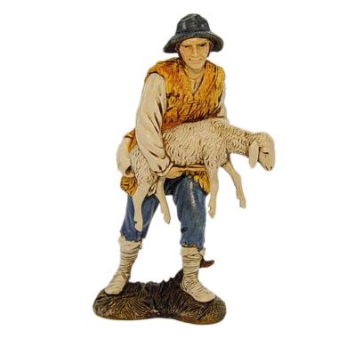Statua presepe 12 cm buon pastore con pecora