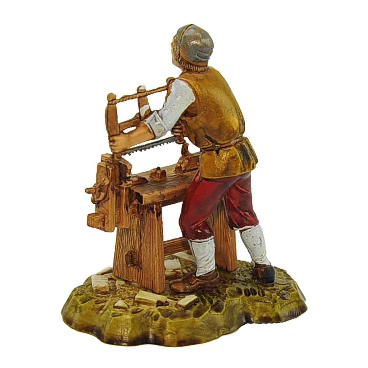 Statua presepe 10 cm falegname con banco lavoro e sega