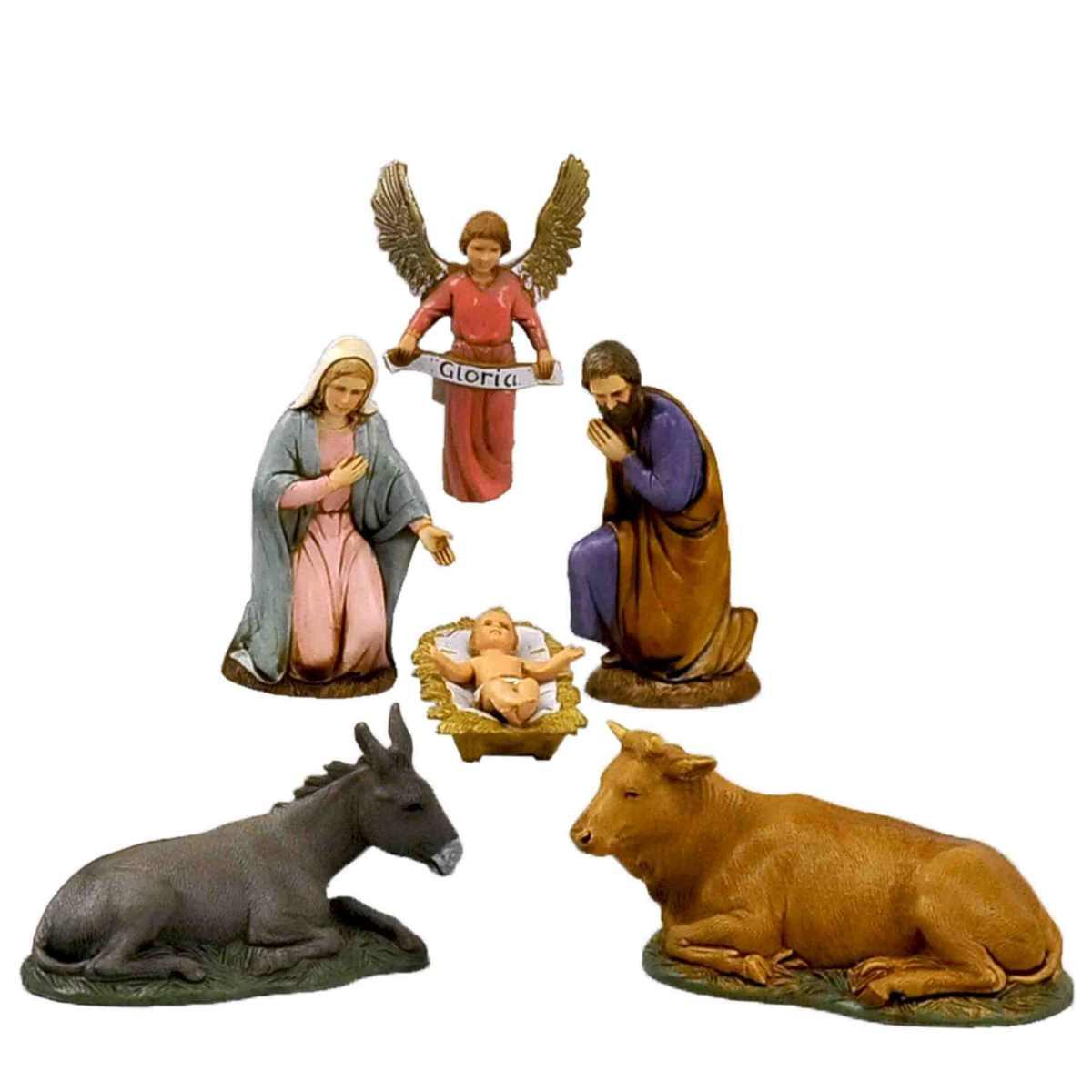 Natività cm.10 con Bue e Asino Set pz.6 | Moranduzzo