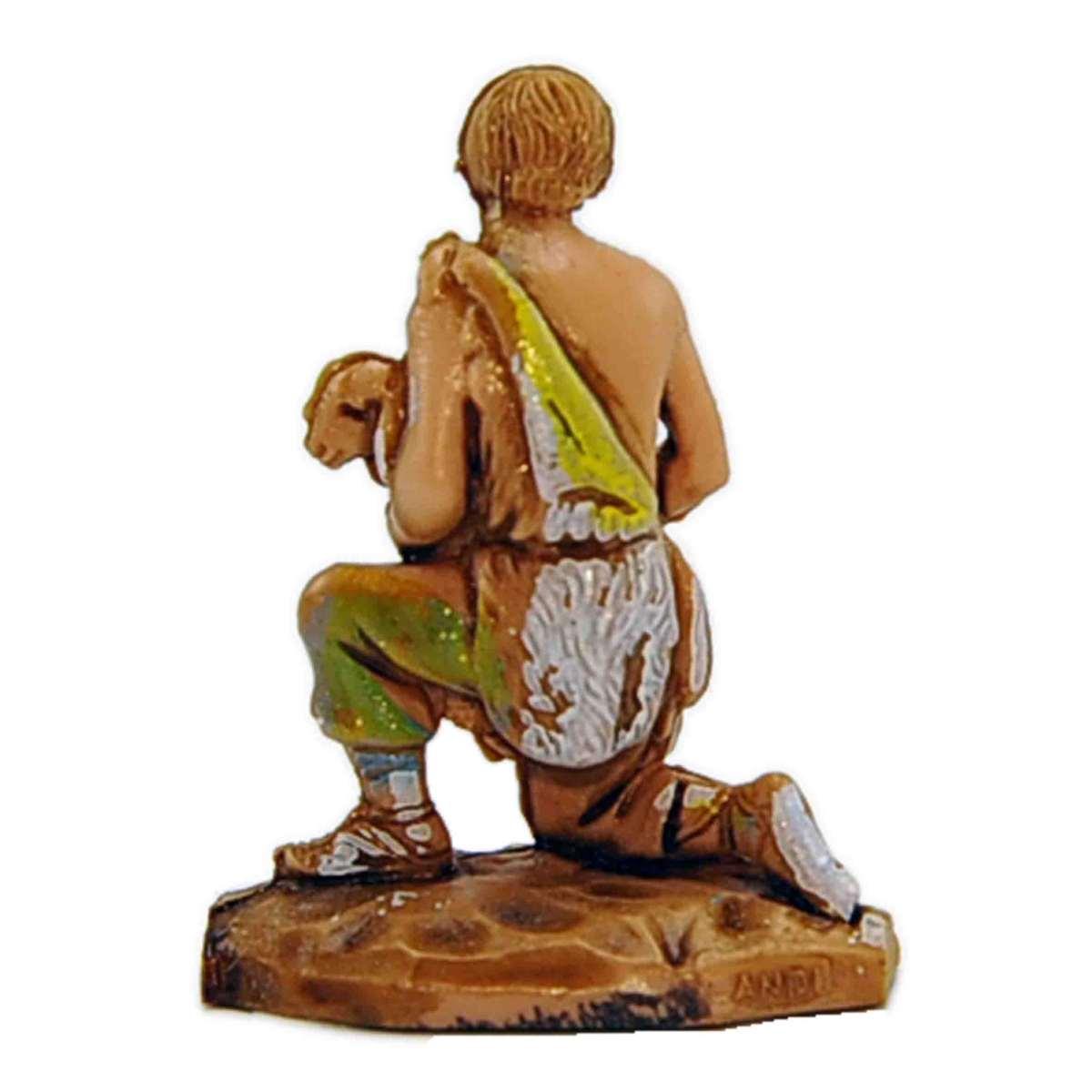 Statua presepe 3,5 cm pastore agnello in braccio