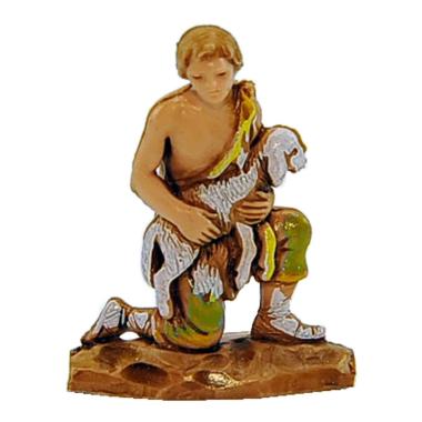 Statua presepe 3,5 cm pastore agnello in braccio
