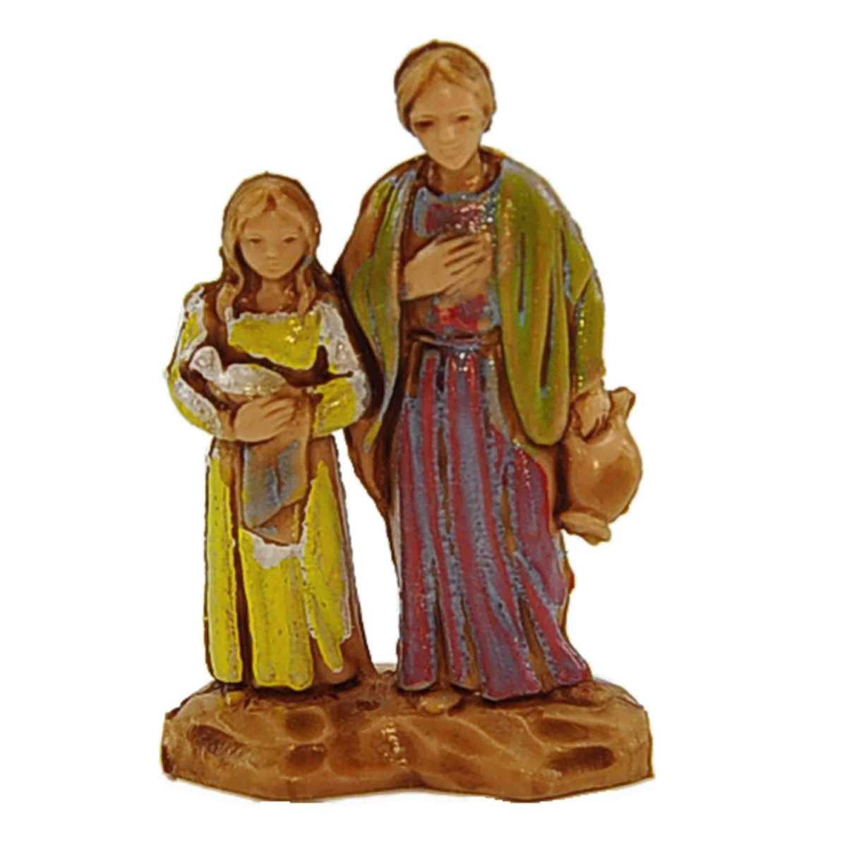 Statua presepe 3,5 cm donna con bimba e colomba