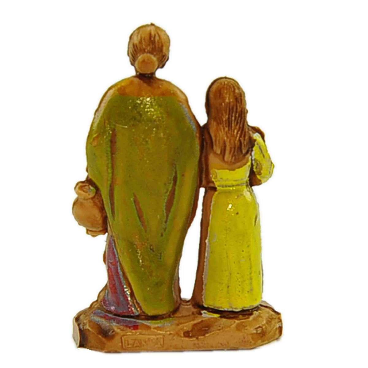 Statua presepe 3,5 cm donna con bimba e colomba