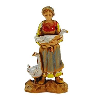 Statua presepe 3,5 cm donna due oche
