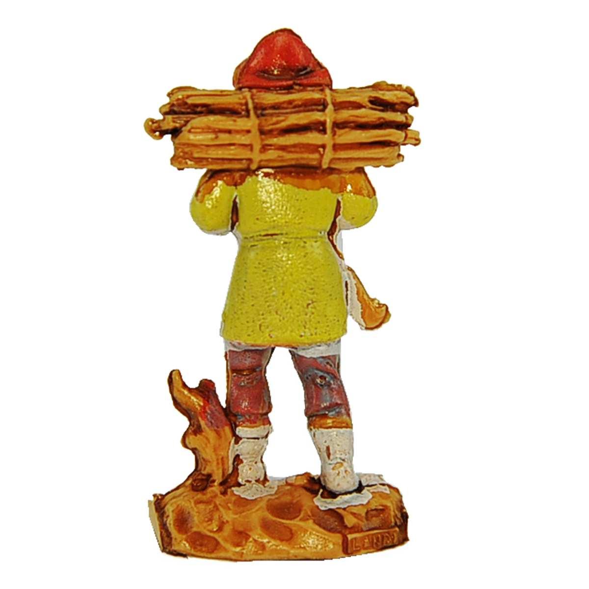 Statua presepe 3,5 cm boscaiolo con legna sulle spalle
