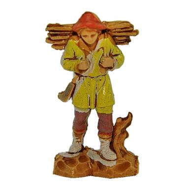 Statua presepe 3,5 cm boscaiolo con legna sulle spalle