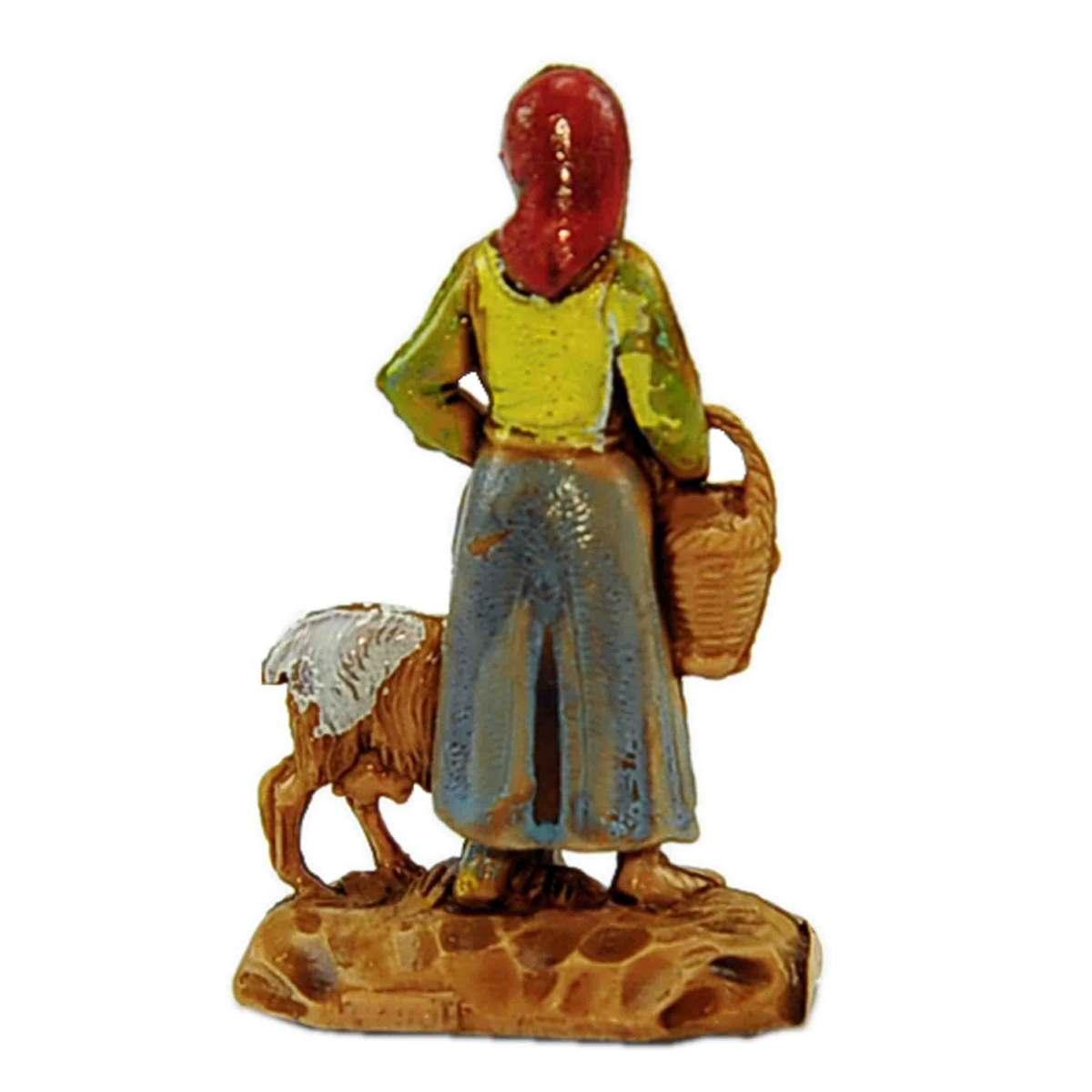Statua presepe 3,5 cm donna con capra