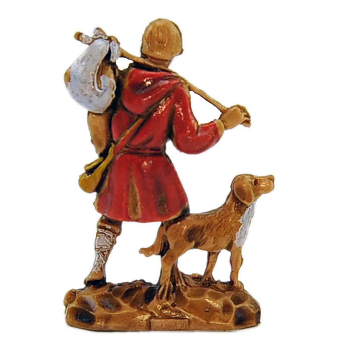 Statua presepe 3.5 cm viandante con cane e fagotto