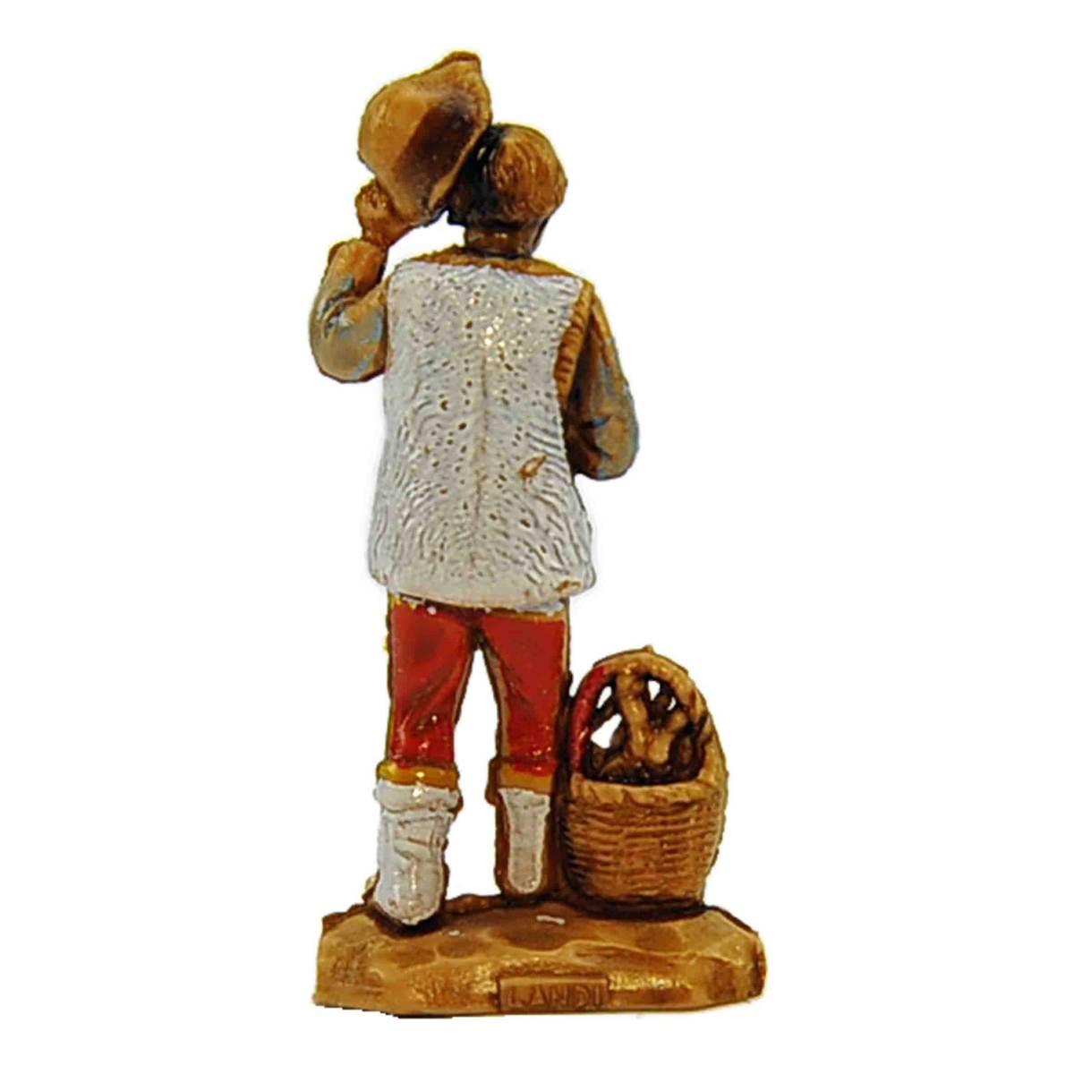 Statua cm.3,5 Pastore con Cesta e Cappello | Moranduzzo