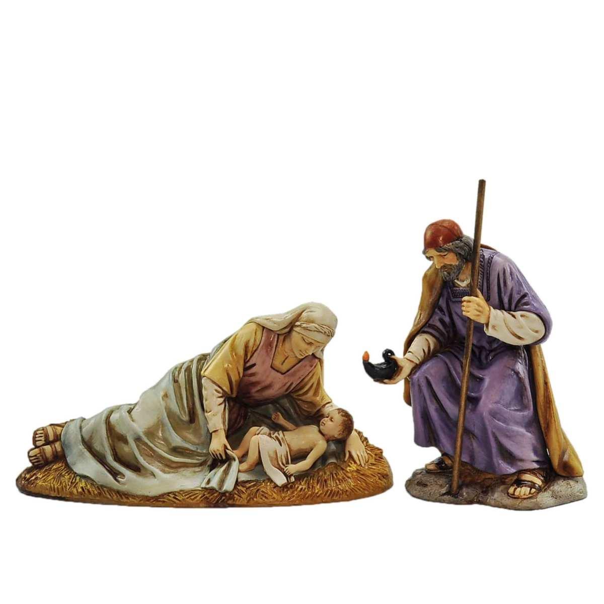 Natività cm.13 S. Giuseppe Bambinello Madonna Sdraiata Set pz.3 | Moranduzzo